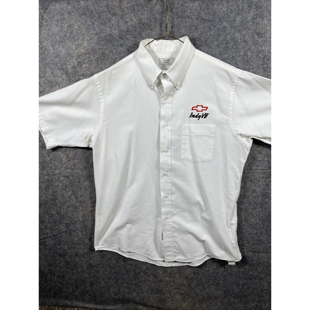 VTG  1990's Chevy Indy V8 Crew Shirt Size Large/‎ 16 1/2 \Arrow Dover \White